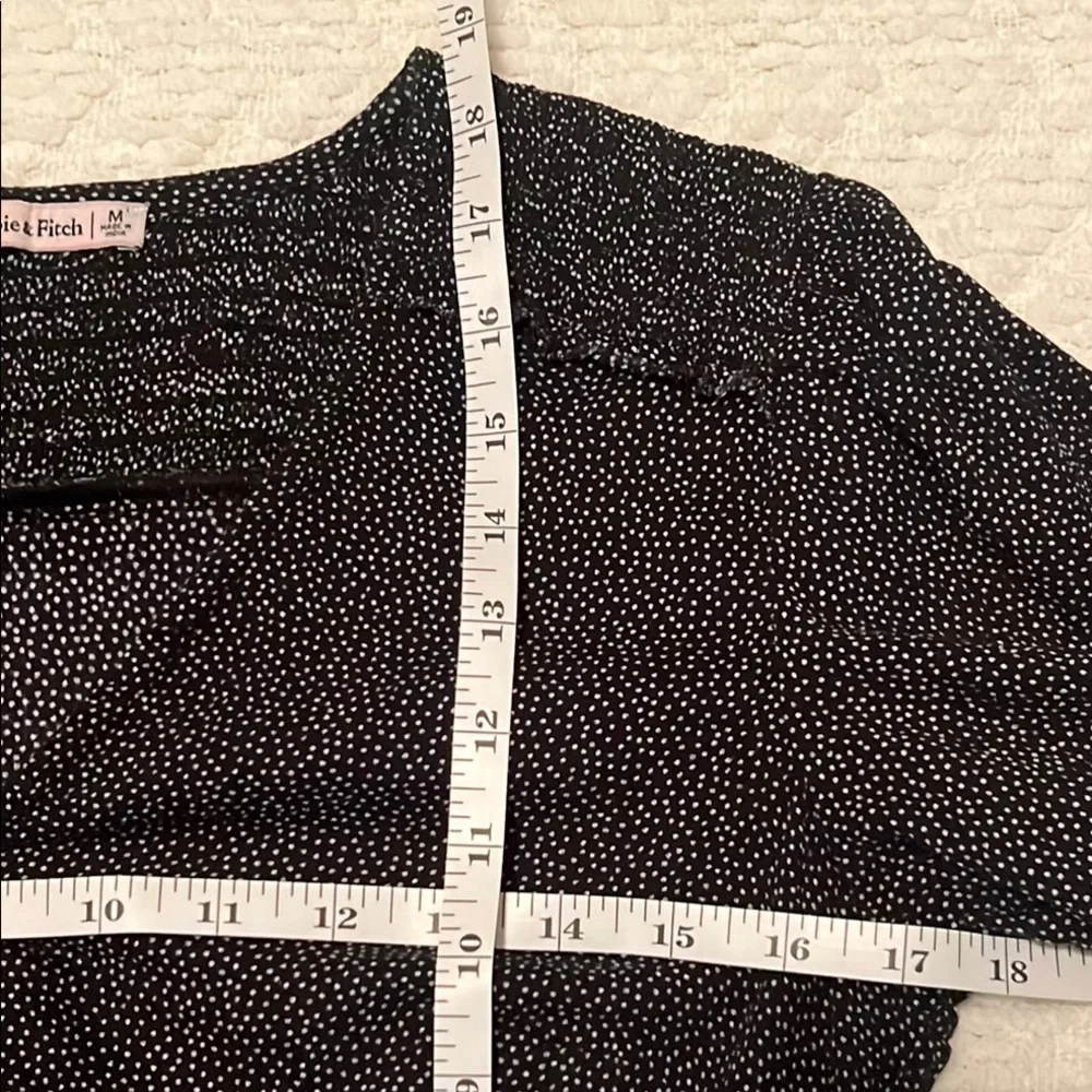 Abercrombie & Fitch Blouse Top Shirt Smock Puff Black White Dot Crop Halter